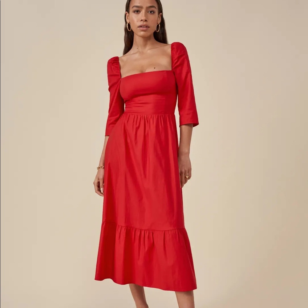 Reformation Cyprus Dress Cherry Red Size 4